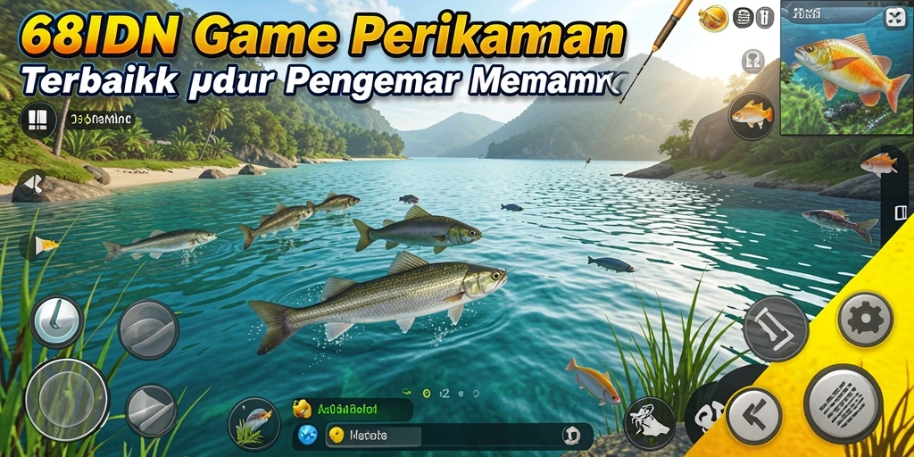 Tampilan gameplay menarik saat memancing di 68IDN.