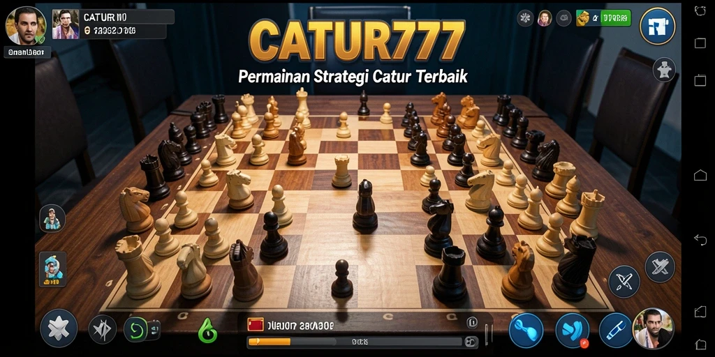 Tampilan permainan catur yang mendebarkan dengan strategi mendalam.