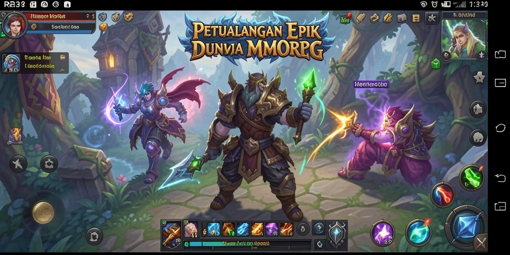 Menampilkan momen seru dalam gameplay MMORPG RR33.