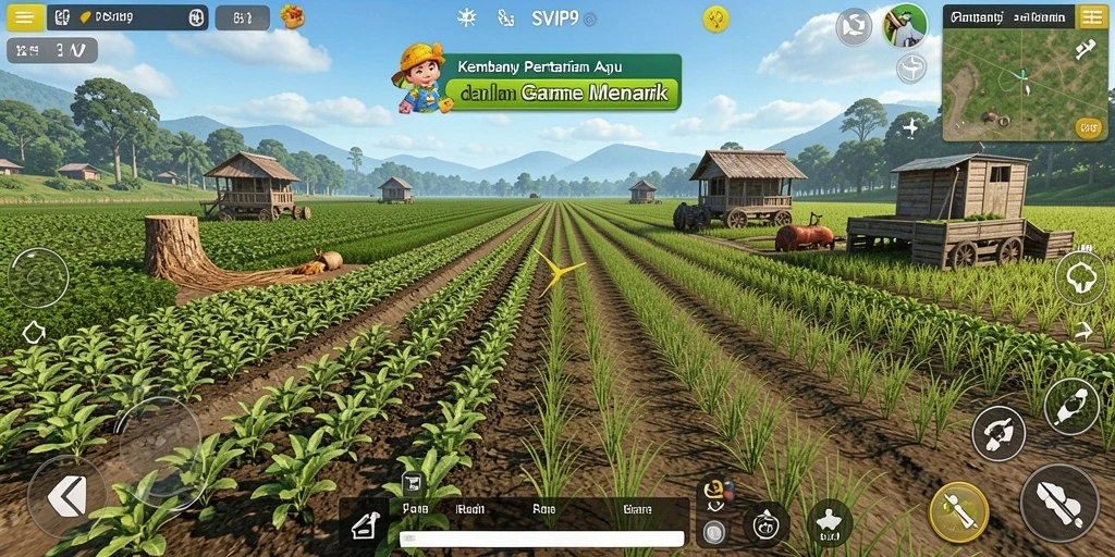 Tampilan gameplay SVIP9 yang menarik dengan berbagai tanaman dan hewan.